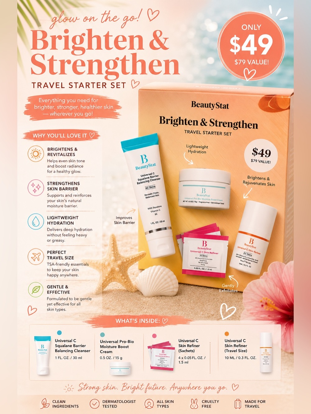 BeautyStat Brighten & Strengthen Travel Starter Set